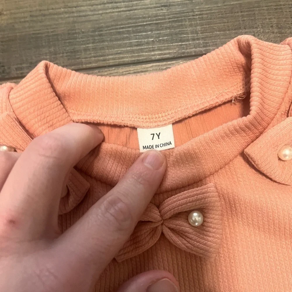 Peach Long Sleeve Top and Pants Set